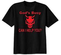 Weinafang God Is Busy Can I Help You? Men's Cotton T-Shirt Black XL