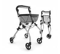 Weinberger Andador estrecho para apartamento, 60 cm de ancho, plegable, ligero, bandeja y cesta, plegable y regulable en altura, plegable, para personas mayores, color negro