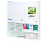 WEINBERGER Jalousie Medizinschrank mit Kindersicherung für Hausapotheke mit 14 Schubfächern, Kunststoff Weiss, Medikamentenschrank, Arzneischrank, 48 x 42 x 10 cm HxBxT, Modell: 06806