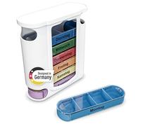 Weinberger Pastillero "PillVoyage" para 7 días, caja de medicamentos con 4 compartimentos por día, pastillero como organizador compacto, para mañana, mediodía, noche, noche (pastillero de 7 días,