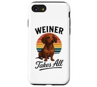 Weiner Takes All Funny Dachshund Dog Doxie Dueño de mascotas Retro Carcasa para iPhone SE (2020) / 7 / 8