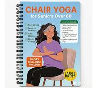 weinfirtel Yoga en silla para personas mayores de 60 años, desafío de 30 días para pérdida de peso y tonificación, libro encuadernado en espiral de 66 páginas con posturas ilustradas, multicolor