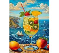 Weiniuniu DIY kit de punto de cruz preimpreso Limonada junto al mar kit estampado para adultos principiantes 11 quilates kits de bordado arte de pared para 40x50 cm