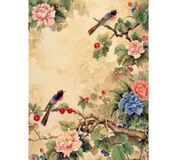 Weiniuniu DIY kit de punto de cruz preimpreso Pájaro en una rama de peonía kit estampado para adultos principiantes 11 quilates kits de bordado arte de pared para 50x70 cm