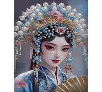 Weiniuniu Kit de pintura de diamantes 5D Intérprete de ópera de Pekín pintura por números para adultos Bricolaje taladro completo Cristal diamante Pinturas Artes 50x70 cm