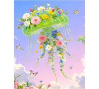 Weiniuniu Kit de punto de cruz de para adultos Flores medusa kit de bordado estampado de 11 quilates DIY principiantes decoración del hogar-50x70 cm