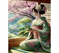 Weiniuniu Kit de punto de cruz de para adultos Mujer kimono kit de bordado estampado de 11 quilates DIY principiantes decoración del hogar50x70 cm