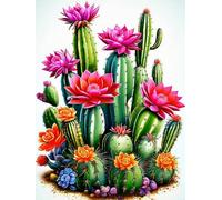 Weiniuniu Kit de punto de cruz de para adultosFlor de cactus kit de bordado estampado de 11 quilates DIY principiantes decoración del hogar40x50 cm