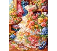 Weiniuniu Kit de punto de cruz de para adultosVestido floral kit de bordado estampado de 11 quilates DIY principiantes decoración del hogar40x50 cm