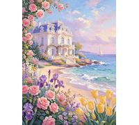 Weiniuniu Kit de punto de cruz de para adultosVilla junto al mar kit de bordado estampado de 11 quilates DIY principiantes decoración del hogar40x50 cm