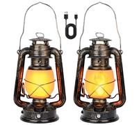 Weinsamkeit 2 Piezas Farolillos Exterior, LED Lantern Vintage Luz Colgante, Lámpara de Camping con Efecto Llama, IP65 Impermeable Luces de Camping, para Fiesta Boda Jardín Casa Lawn