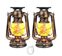 Weinsamkeit 2 Piezas Farolillos Solares Exterior, LED Lantern Vintage Luz Colgante, Lámpara de Camping con Efecto Llama, IP65 Impermeable Luces de Camping, para Fiesta Boda Jardín Casa Lawn