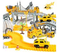 Weinsamkeit 345 Piezas Pista de Coches para Niños, Juguetes de Circuito Coches Flexible con 7 Camión Juguete y 2 Coches Eléctricos, Juego para Niño 3 4 5 6 Años Regalo Ideal