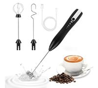 Weinsamkeit Espumador de Leche - Espumador de Leche Eléctrico de Mano con 3 Velocidades Batidora Leche Espuma con 3 Cabezales de Acero Inoxidable USB Recargable Batidor para Leche, Café, Capuchino