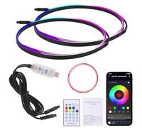 Weinsamkeit Iluminación LED Interior de Coche, 110 + 110 cm RGB Tira Luz de Ambiente Coche Acrílica con 3 Métodos de Control Iluminación USB Ambiente Interior Neón Tira de Luces