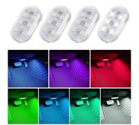 Weinsamkeit Luces LED Táctil Inalámbrico - 4 Piezas, 7 Colores, Interior de Coche, Luz Ambiente USB Recargable, Portátil Con 6 Cuentas LED para Maletero y Guardarropa