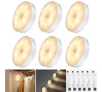 Weinsamkeit Luz Nocturna, 6-pack Luz Nocturna Sensor Movimiento Recargable por USB, Sensor de movimiento de luces LED para armario, Luz Nocturna Infantil para Escaleras,Pasillos,Cocinas, Armarios (B)