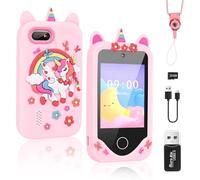 Weinsamkeit Smartphone de Juguete para Niños, Cámara para Niños con 32GB Tarjeta, Juguetes para Niñas de 3-4 Años, Teléfono Móvil de Juguete Unicornio Regalo para Niños 3-9 Años Niñas
