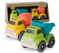 Weiongppy 2 uds Coche Bebe Juguete,Coches para Niños Juguetes,Juguete para bebés,para Niños Pequeños de 1 2 3 Años,Libre de BPA,Camión volquete y hormigonera de 18 cm,para bebés 6-18 Meses