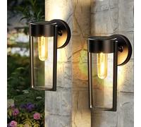 Weiongppy Lámpara exterior para pared de casa, 2 unidades, lámpara solar 2 modos, IP65, resistente al agua, color negro mate, para jardín, valla, porche, garaje