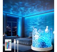 Weiongppy Proyector Ondas Llama Ambiente, Proyector Cielo Estrellado, Lámpara Aurora Boreal, 16 Colores Dinámicos, Control Remoto, Brillo Ajustable, Proyector de Estrellas Regalo -Corona