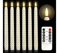 Weiongppy Velas LED sin Llama,Velas cónicas LED,6 unidades velas eléctricas, Mando a distancia con temporizador, Velas a Pilas,Aplicable a Cumpleaños Fiesta Iglesia Hogar Decoración,Beige