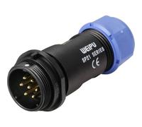 weipu Conector Redondo IP68, Tornillo de Bloqueo, en línea de Conector de 7 Pines para Cable de diámetro 7 - 12 mm, lötanschluss para ventilación máxima 2 mm², awg14, 15 A/500 V, SP2111, P 7 II 1 N