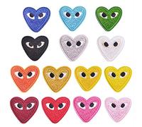 Weiqiao® 14 parches termoadhesivos para coser en vaqueros, diseño de corazón sonriente, parche termoadhesivo, accesorio para manualidades