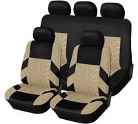 WEIQQI Fundas Asientos Coche Juego Completo para Renault Clio (2004-2006), Fundas para Asientos Delanteros y Traseros Dividido cómodas Cubre Asientos de Coche, Beige/B
