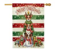 Weird Christmas Papillon - Banderas de casa de perro de 28 x 40 pulgadas para exteriores, divertidas banderas verticales de lino rojas y verdes para Navidad, decoración de exteriores