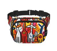 Weird Graffiti Fitness - Bolsa de hombro de viaje de moda e informal, riñonera cuadrada de doble capa, color negro, talla única, Negro, One Size