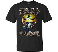 Weird is a Side Eddect of Awesome Camiseta Black Graphic Unisex Tee Shirt, Negro , M