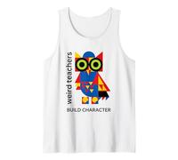 Weird Teachers Build Character Geométrico Búho Diseño Abstracto Camiseta sin Mangas