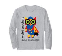 Weird Teachers Build Character Geométrico Búho Diseño Abstracto Manga Larga