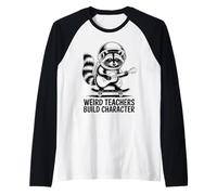 Weird Teachers Build Character Raccoon Space Guitar Camiseta Manga Raglan