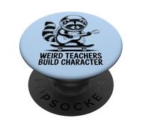Weird Teachers Build Character Raccoon Space Guitar PopSockets PopGrip Adhesivo