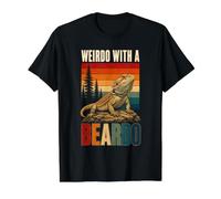 Weirdo with A Beardo Divertido Dragón Barbudo Retro Desgastado Camiseta gráfica económica, Hombre, Negro, M