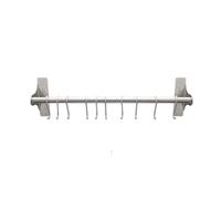 Weis Barra de cocina con 10 ganchos de acero inoxidable - Barra de ganchos de cocina para montaje en pared con ganchos extraíbles, plata, 40 x 5,5 x 11,1 cm, 16050