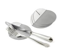 Weis - Reposacuchillos de Acero Inoxidable, 4 Bandejas para Cubiertos, 4 Piezas, Satinado, Moderno, Plata, Apto para Lavavajillas
