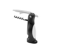 Weis - Sacacorchos de Camarero (Acero Inoxidable, 3,2 x 4,5 x 12 cm), diseño de pingüino, Color Negro y Plateado