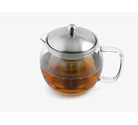Weis Tetera de acero inoxidable y cristal de borosilicato plateado con filtro de té de 1500 ml, dimensiones: 19 x 15 x 16,5 cm, 17055