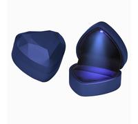 WEISENLINZ Joyero LED de terciopelo con forma de corazón para propuesta de compromiso, almacenamiento de anillos de boda, regalo creativo con luz, organizador de exhibición de diamantes (azul)