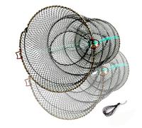 WEISGJA Trampa plegada para cangrejo de pececillo de 23.6 x 11.8 pulgadas, trampa de cebo de pesca gruesa con cuerda de mano, cangrejos de langosta, accesorios de pesca, negro (paquete de 2)