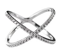 WEISHA Anillo Retro S925 Plata Doble Cruz Recircón Anillo Anillo Femenino1, 59mm