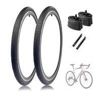 WEISHIDAI 2PCS 700x25C/28C/32C/35C/38C/40C Neumáticos para Bicicleta De Carretera con Cámaras Y Desmontables 700 25C/28C/32C/35C/38C/40C Neumáticos De Bicicleta con Doble Banda De Rodadura(700x25C)