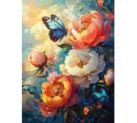 WEISHIWE Peonía y mariposa Pintar por Numeros Adultos, 80x100cm w-689