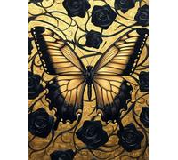 WEISHIWE Rosa negra y mariposa Pintar por Numeros Adultos, 80x100cm w-337