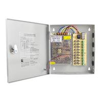 Weishuo Fuente de Alimentación 12V 5A 60W, Fuente Alimentación CCTV 9 Canales, Caja de Alimentación Distribuida Metallica para Cámaras de Seguridad LED Iluminación