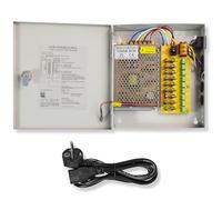 Weishuo Fuente de Alimentación para CCTV 12V 5A 60W - 9 Canales, Fuente para Cámaras de Vigilancia/Exteriores, Protección contra Cortocircuitos, Montaje en Pared