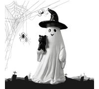 Weiße Geist Figur - Gruselige Dekofigur Im Vintage Stil | Halloween Ornament Für Zuhause Büro Wohnzimmer Schlafzimmer Tisch Schrank Bücherregal Mittelstück Innenbereich Dekoration Sammlerstück Geschen